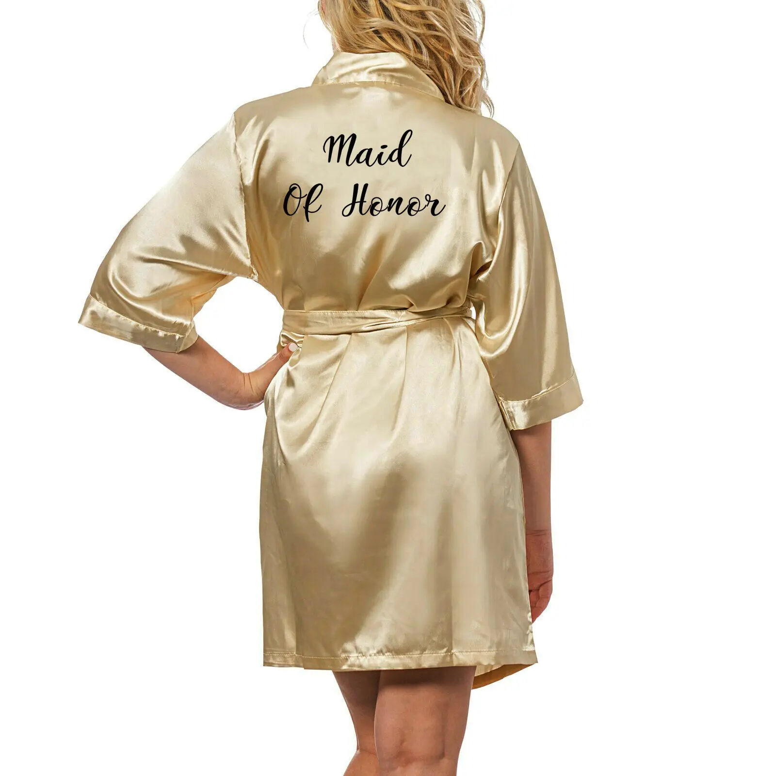 Gold Robes Satin Silk Robes Plus Size Bride Bridesmaid Robe Wedding Bathrobe Gown Women dressing Sleepwear Maid of Honor