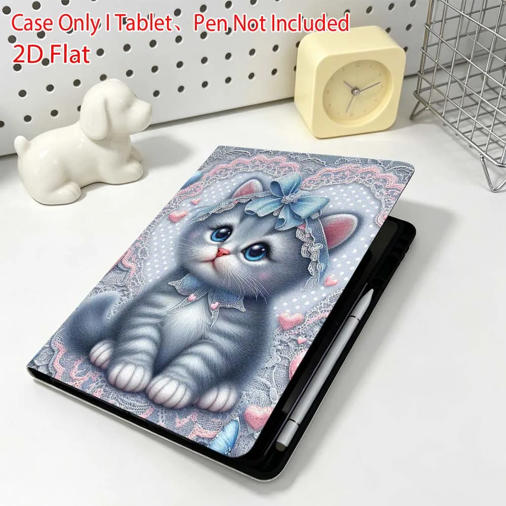Фото Популярный чехол для планшетов Huawei MediaPad MatePad Honor Pro V6 9 V8 X9 12 X 13.3 SE 11 11.5 дюймов с мультяшным синим котенком и кружевным сердечком №5