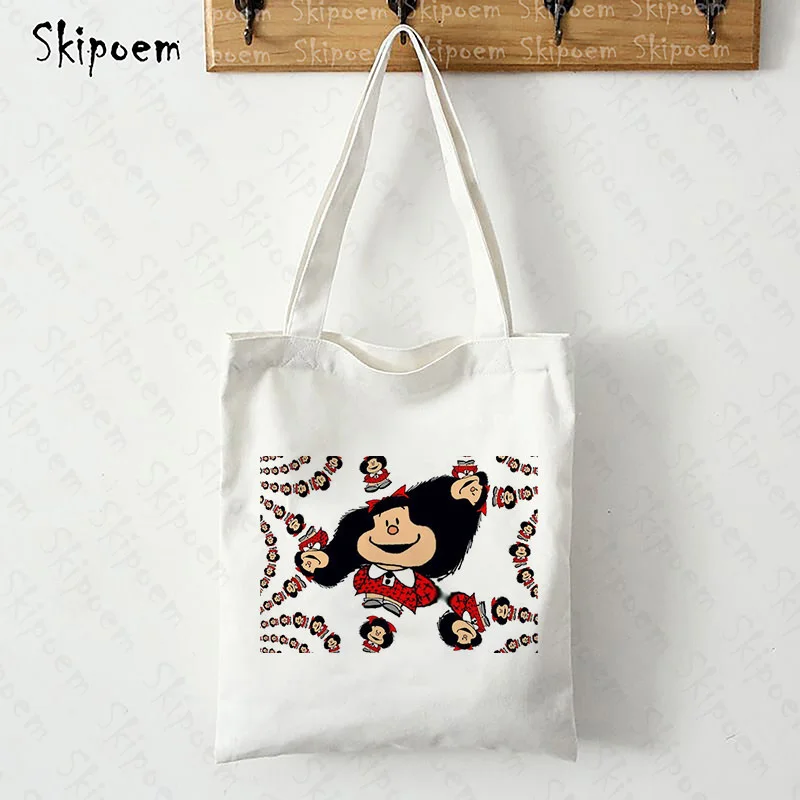 

Tote Bag Shopping Bags White Canvas Large Capacity Handbag Mafalda Sell Well Cartoon harajuku vintage Art Painting Handbags 1