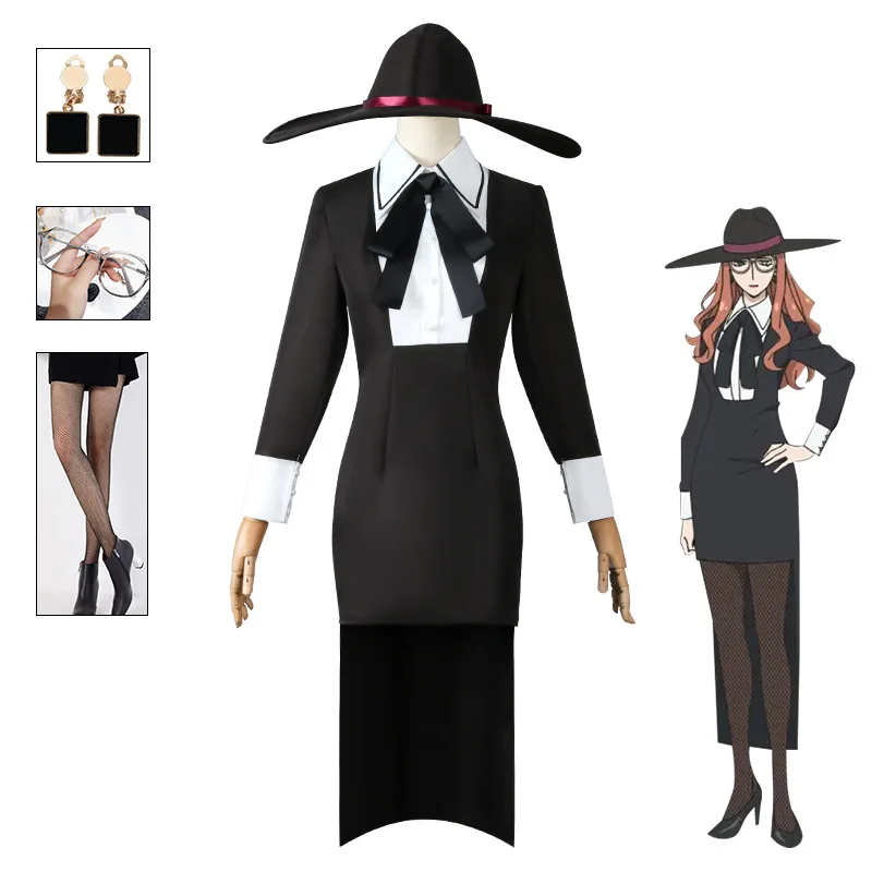

Spy X Family cosplay Sylvia Sherwood Lady Hat Glasses Earrings Socks Handler Uniform Girls Women Outfit Costume Anime Fullmetal
