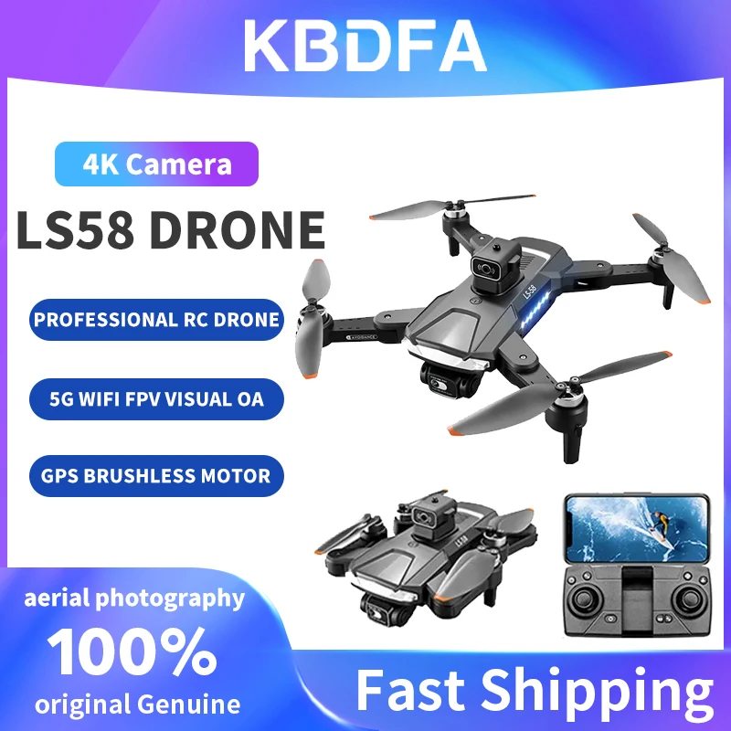 

KBDFA LS58 Профессиональные радиоуправляемые дроны KBDFA LS58 с камерой 4K, GPS, Wi-Fi, Fpv, обход препятствий, бесщеточный двигатель, складной Квадрокоптер в подарок