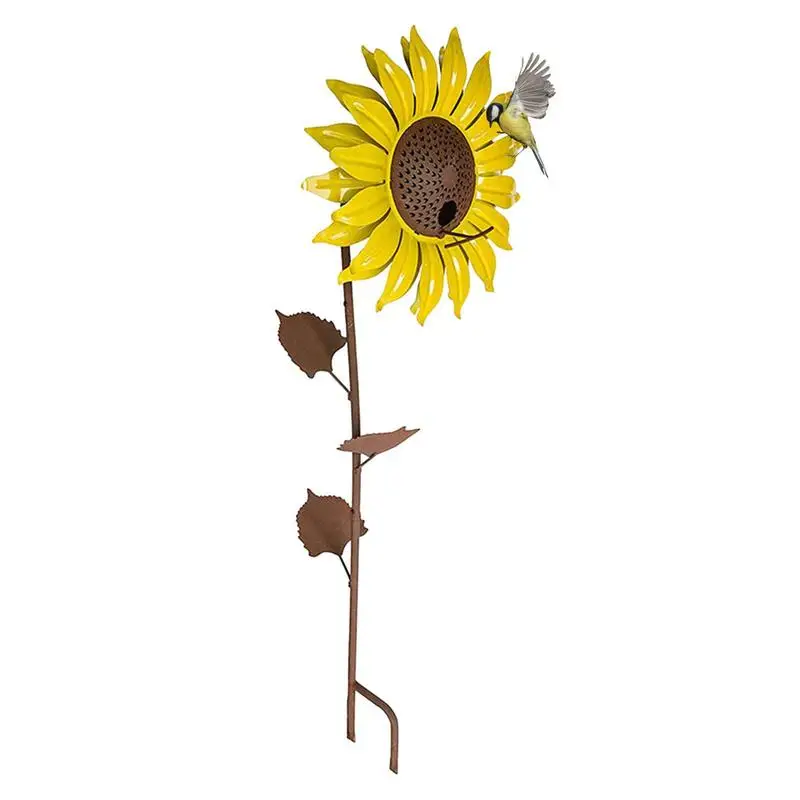 

Sunflower Birdfeeder Outdoor Bird Bath Feeding Tray Squirrel Proof Flower Wild Bird Feeder Stake Decor Beautiful Standing Feeder