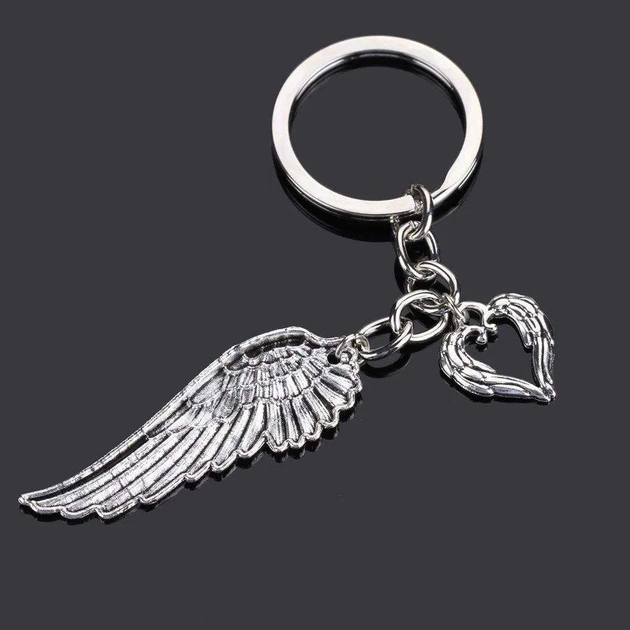

Angel Wings Heart Feathers Key ChainsWomen Jewelry Man Accessory Pendant Fashion Gift