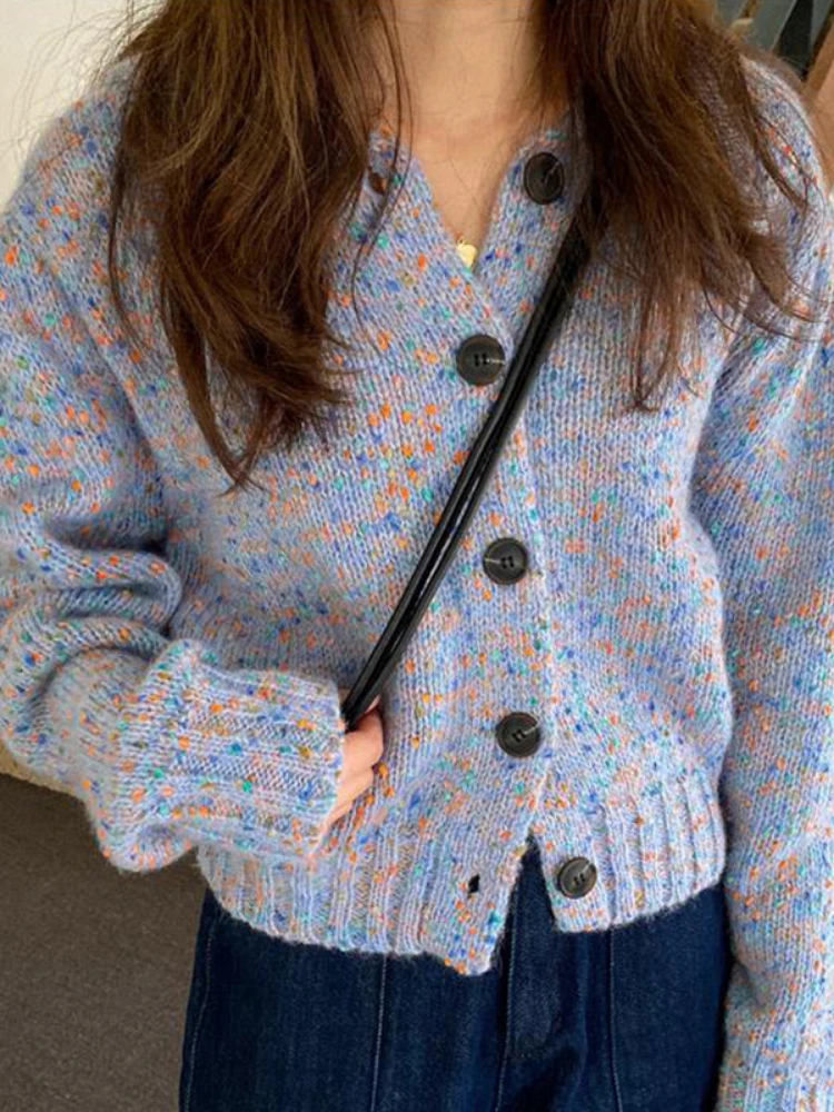 

Женский вязаный кардиган Kimotimo, разных цветов, Осень-зима, свободный модный свитер с отворотом, пальто, корейские шикарные Ретро Топы с длинн...