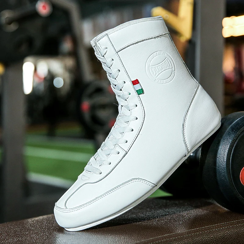 

New Genuine Leather Boxing Shoes Men Women High Quality Boxing Sneakes Size Plus 36-47 Flighting Shoes Ladies Wrestling Sneakers