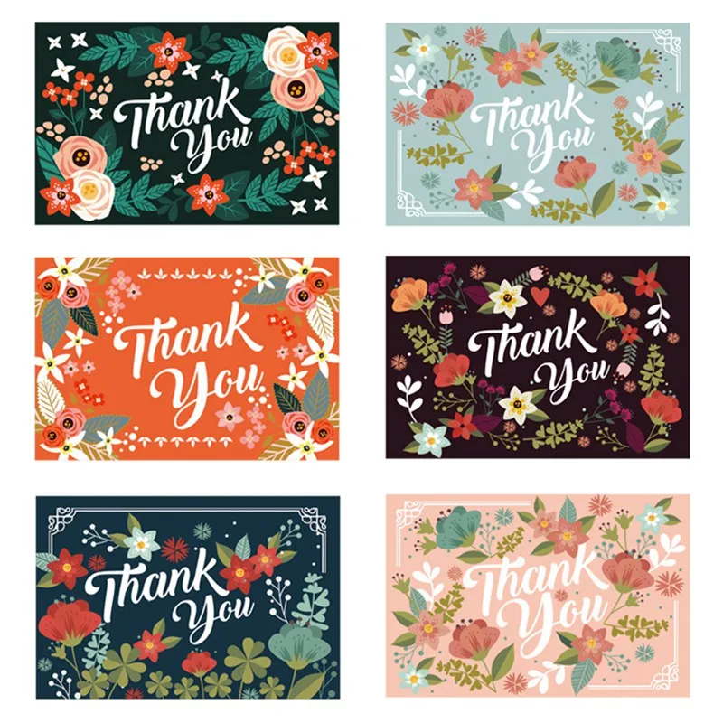 

6 Style Thank You Cards With Envelope Stickers Business Custom Invitations Notes Blank Inside Greeting Card Postcards Gifts Card