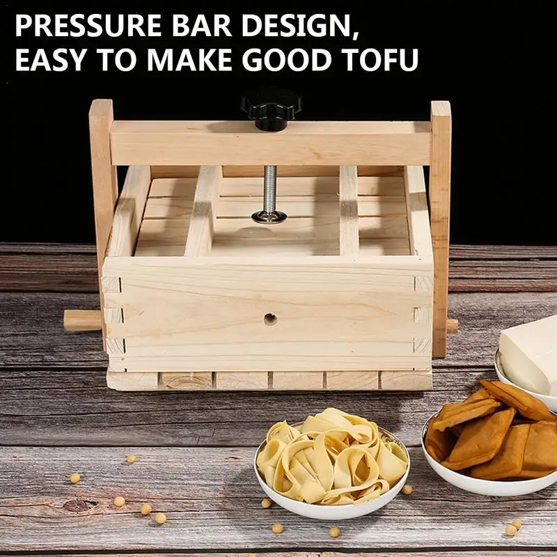 

In1 Manual Tofu Cheese Maker Press With 3 Pcs Cloth Natural Wooden Durable Easy To Assemble For Home Tofu DIY