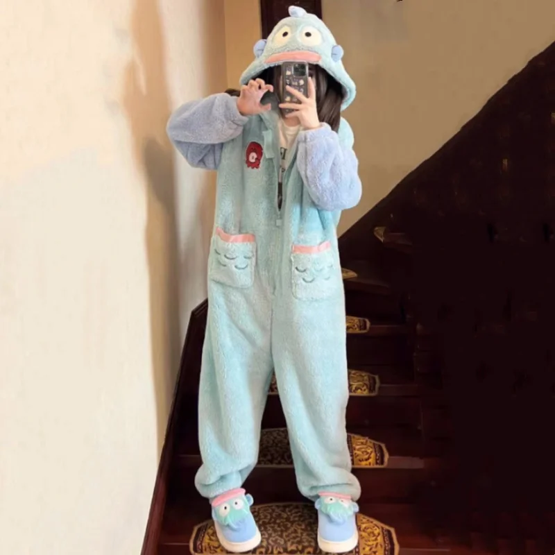 Новый утепленный коралловый флисовый комбинезон с рисунком рыбы-клоуна пижамы