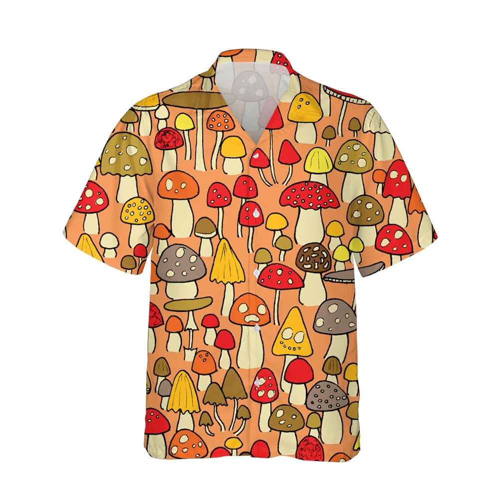 

Jumeast 3d Cute Mushroom Printed Cartoon Hawaiian Funny Shirt Men Trend Short Sleeve Shirts Mens Fashion Casual Loose Streetwear
