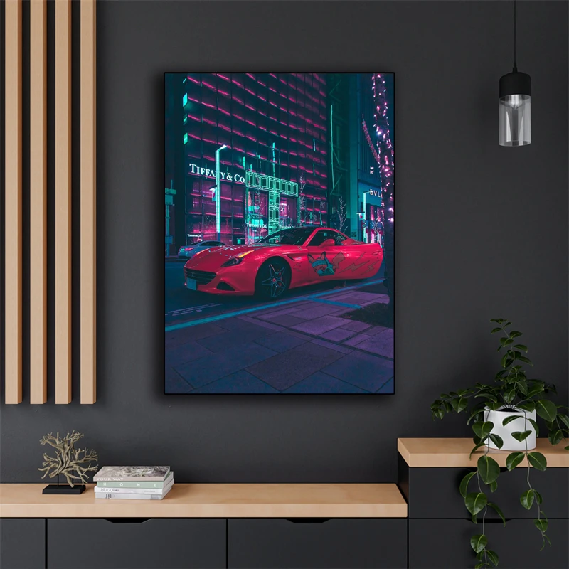 Неоновый ночной постер в стиле киберпанк Токио город путешествие эстетическая