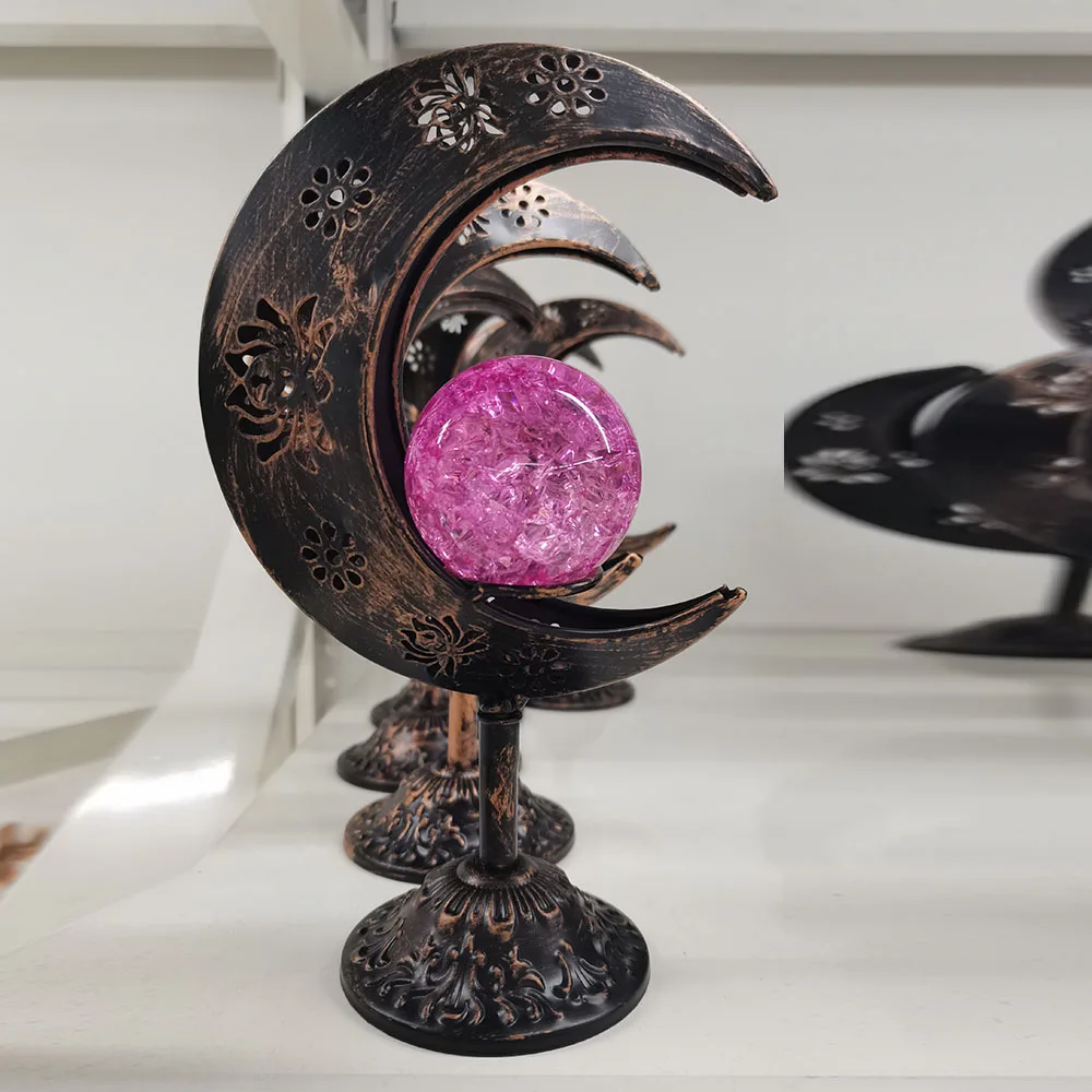 

Modern Dark Brown Moon Style Metal Crystal Base Sphere Support Display Stand Photography Props Handicraft Decor