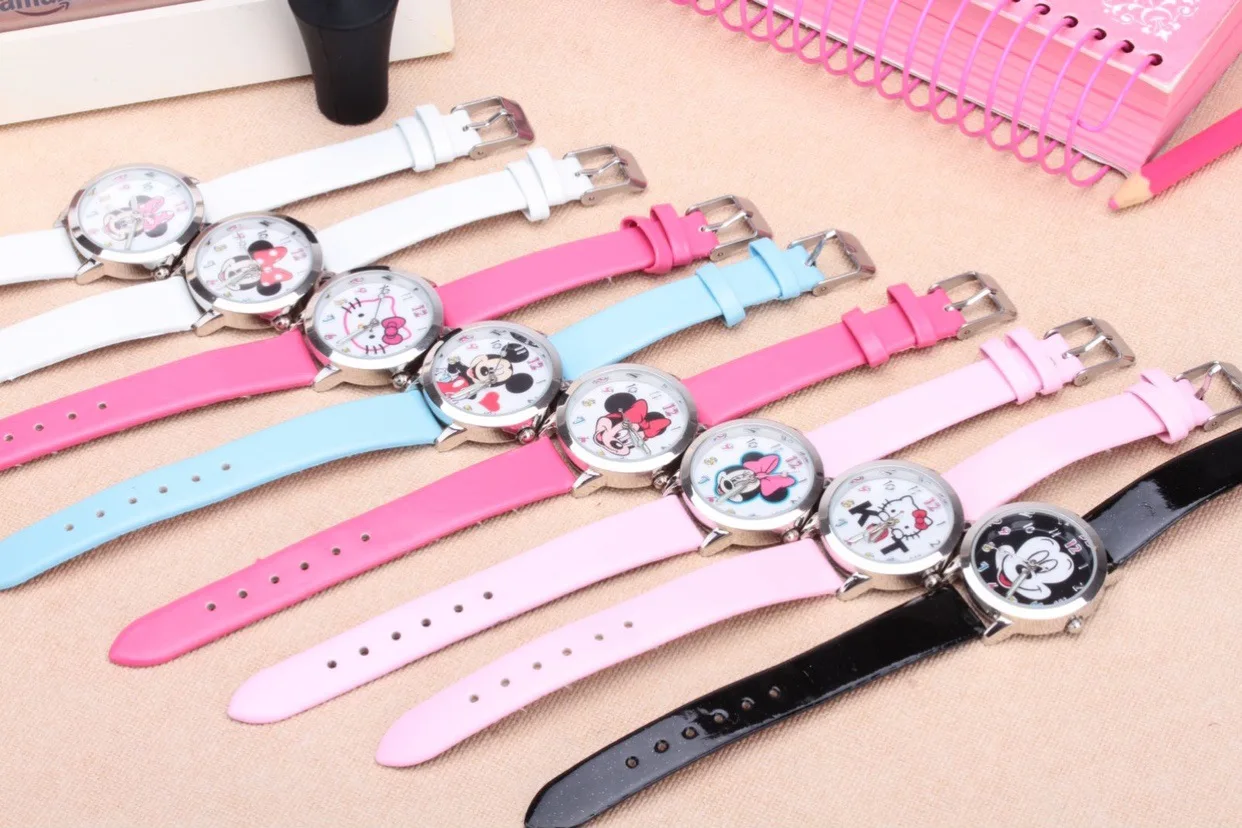 

Disney Watch Quartz Movement Michini Toy Leather Watch Band Four Colors For Children's Birthday Gifts Digital Surface Pin Buckle
