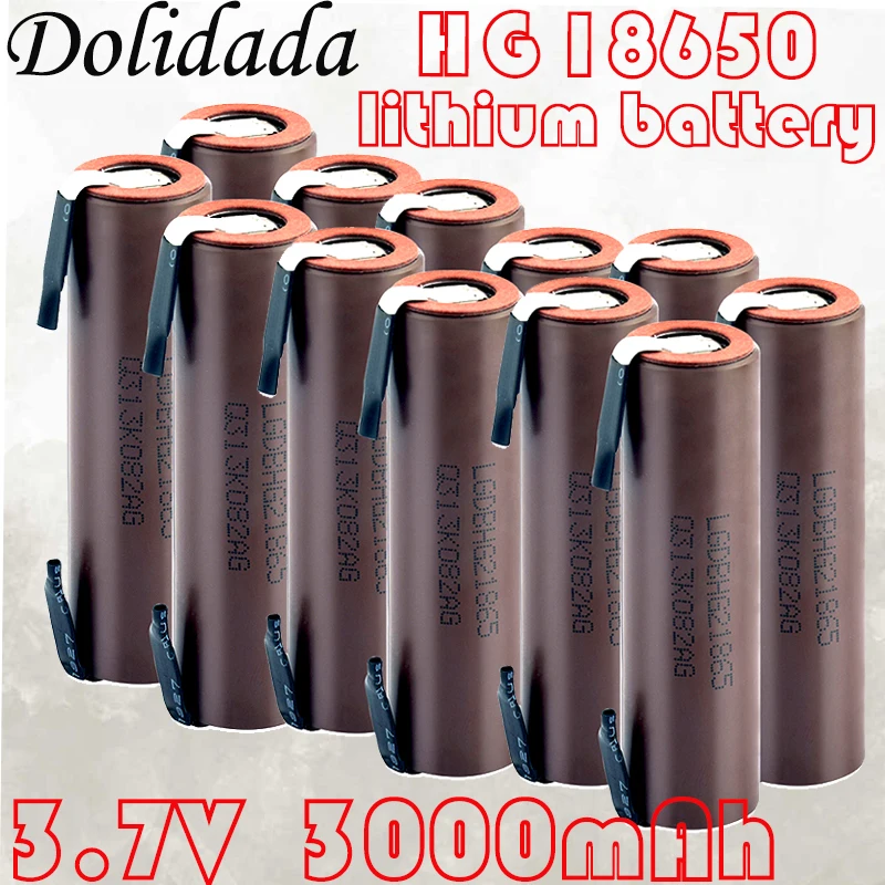 

Original Battery 18650 HG2 3000mAh With Strips Soldered Batteries For Screwdrivers 30A High Current + DIY Nickel Inr18650 Hg2