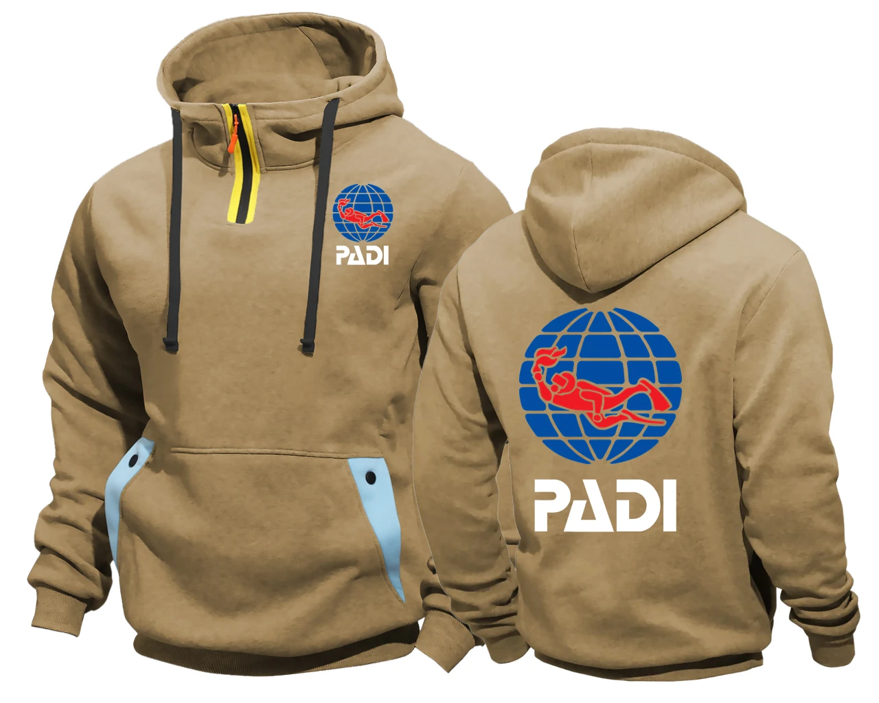Фото Padi Scuba Driver с карманом на полузастежке для спорта и фитнеса, повседневная толстовка, куртки с капюшоном, толстовки, бейсбольная куртка №1