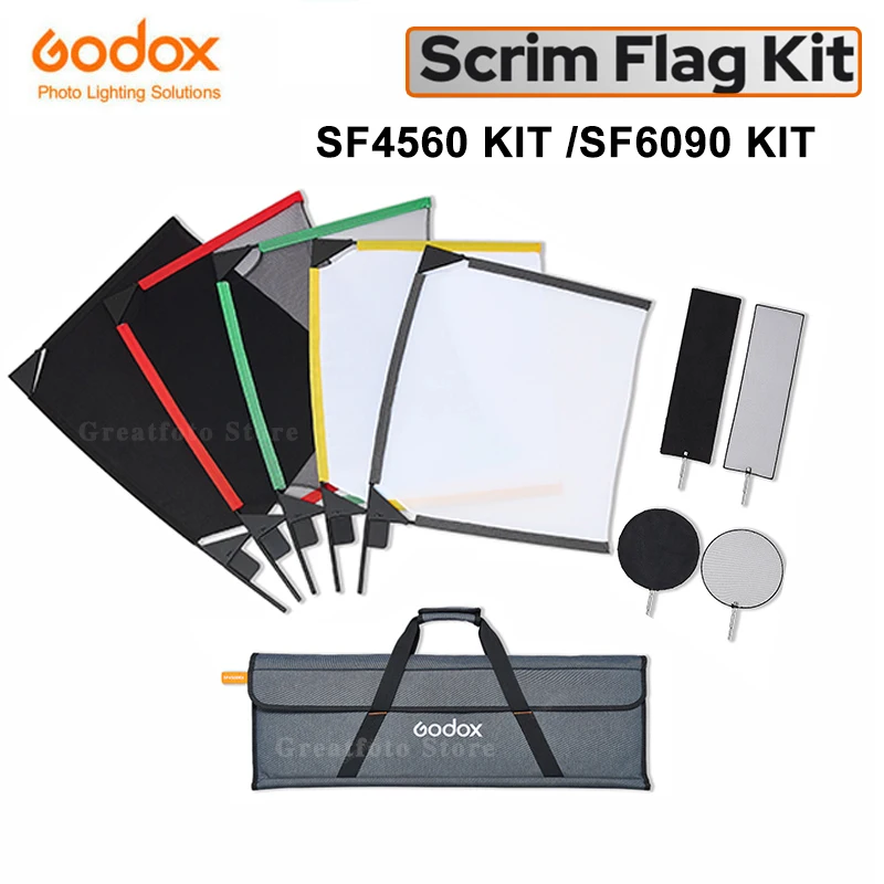 

Godox SF4560 SF6090 Scrim Flag Kit Portable Frame Diffuser Reflector Soft Light-blocking Light-reducing for Studio Photography