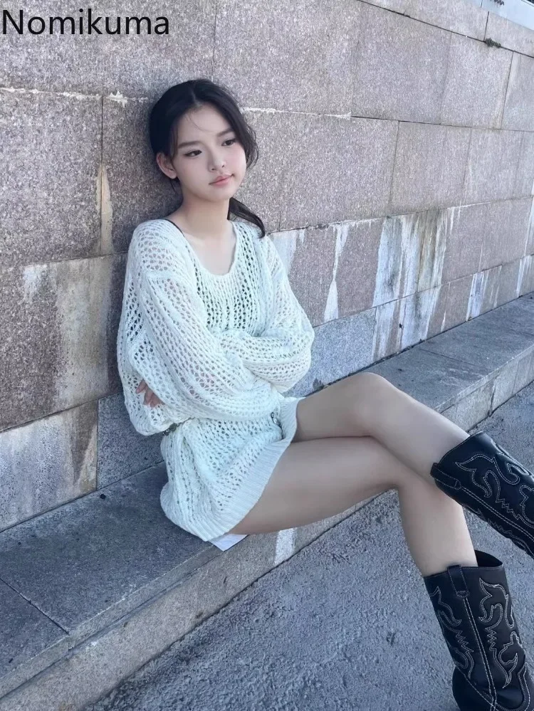 Вязаный тонкий свитер женская одежда Sueter Mujer ажурный джемпер женский модный