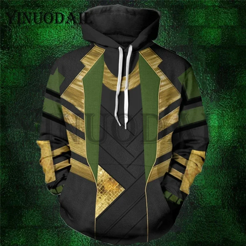 Новинка 2025 года мужская толстовка с капюшоном YINUODAIL Superhero Loki Мстители 3D костюм для