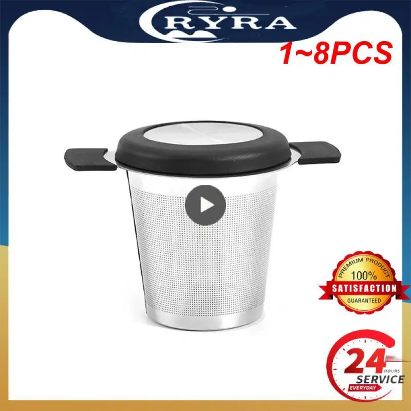 

1 ~ 8 шт. Чайный фильтр с крышкой, прочное утолщенное чайное ситечко, нескользящее чайное ситечко, посуда для кофе, ситечко для чая из нержавеющей стали