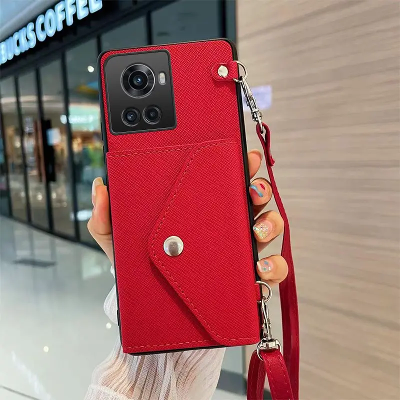 

Suitable For ONEPLUS ACE Leather Soft Phone Case, Change Card Bag, Crossbody Strap Lanyard
