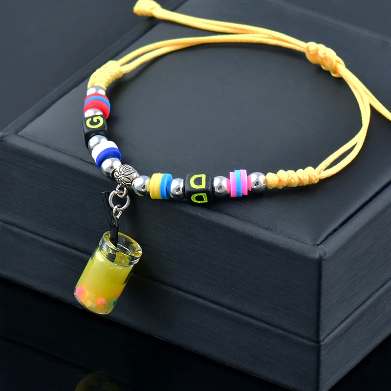 

SINLEERY Fashion Alphabet glass filled Bottle Pendant Weave Jewelry Yellow Blue Purple Leather Bracelets For Women SD1 SSK