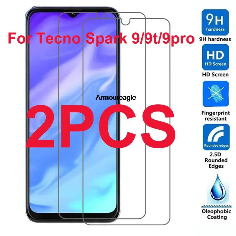 

2PCS Original Protection Tempered Glass On For Tecno Spark 9 Pro 6.6" Spark9 Spark9Pro Screen Protective Protector Cover Film