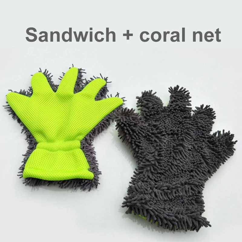 

1pari Car Cleaning Tool Home use Multi-function Cleaning Brush Detailing Ultra-Luxury Microfiber Car Wash Gloves