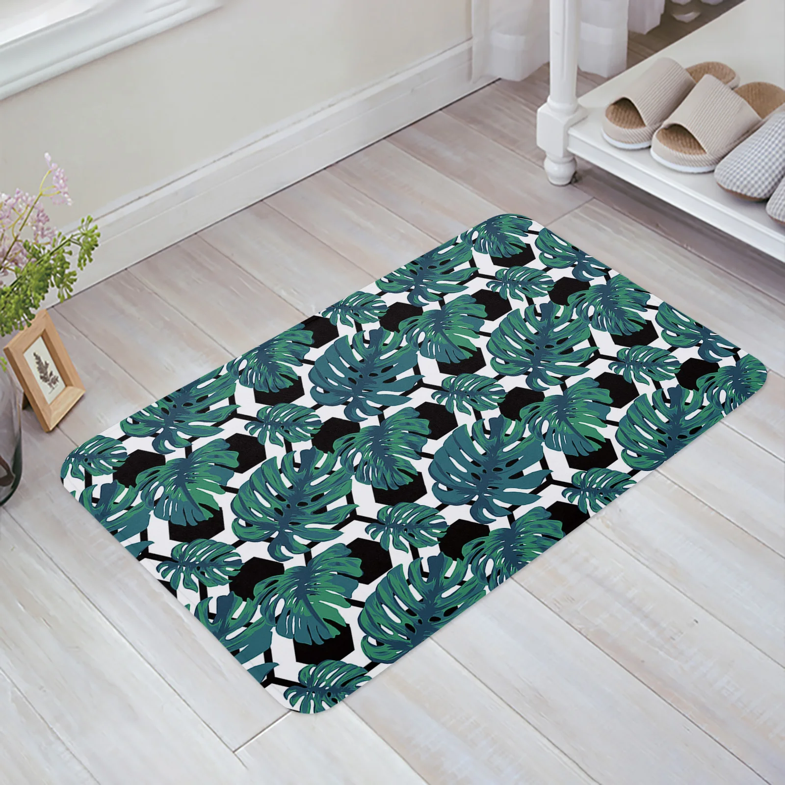 

Tropical Summer Leaves Green Entrance Doormat Balcony Bedroom Decor Rug Kitchen Bathroom Non-slip Floor Mat Adult Home Decor