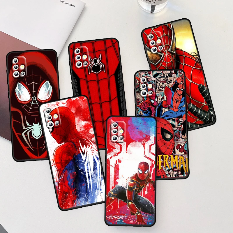 

Marvel Spiderman For Samsung Galaxy A04 A04E A42 A12 A02S A91 A81 A71 A51 A41 A31 A21 A01 Silicone Black Phone Case Coque Capa