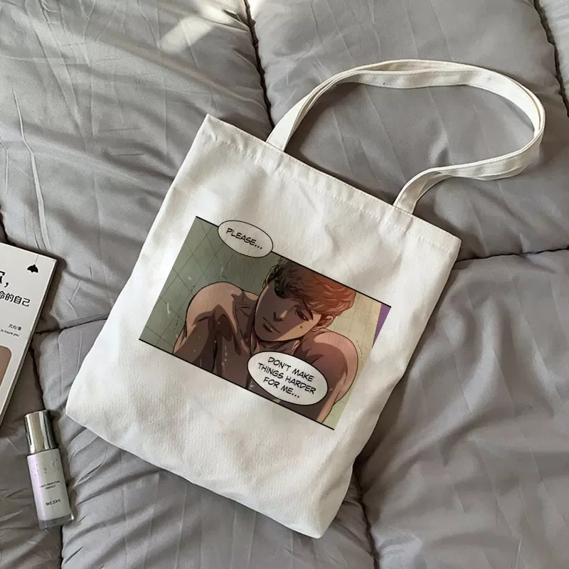 

Yoonbum Killing Stalking Print Harajuku Shoulder Canvas Bag Korean Cartoon Shopper Tote Large Capacity Casual Women Bags