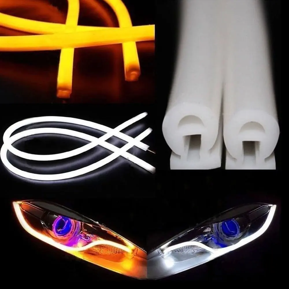 Universal Car LED Guide Strip Daytime Running Tear Eye Light Headlights DRL Ultra-thin Head Lamp FOR Car Flexible Tube Light
