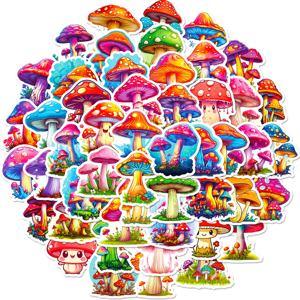 

10/50Pcs Cute Anime Mushroom Aesthetic Varied Stickers Pack for Kids Travel Luggage Wall Scrapbooking Decoration Graffiti Decals