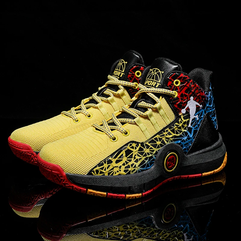 Hot Sale Children's Basketball Sneakers Wear Resistant Mesh Breathable Teenagers Basketball Training Footwear Kid Athletic Shoes