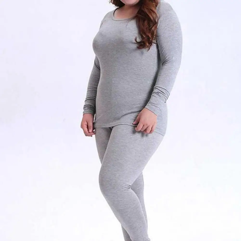 

Женское нижнее белье, топ и брюки на флисовой подкладке, сезон осень-зима, эластичный, плотно прилегающий, термопуловер, брюки, комплект одежды