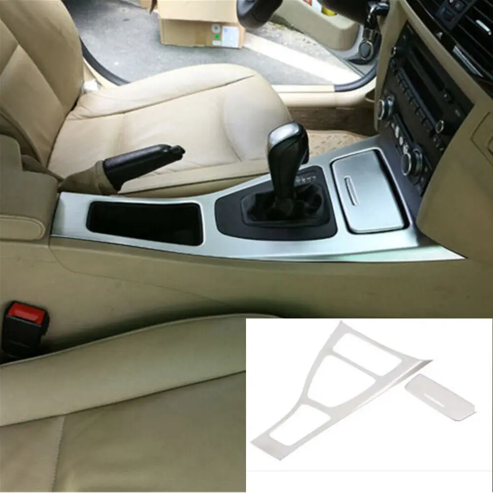 

Central Console Gear Shift Panel Cover ABS Silver For BMW 3 Series E90 2005-2012