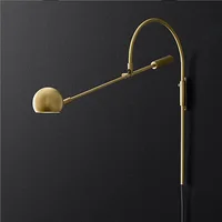 American Retro G9 LED Rotating Wall Lamp Living Room Wall Sconce Bedside Table Study Gold / Black Long Arm Reading Lamp