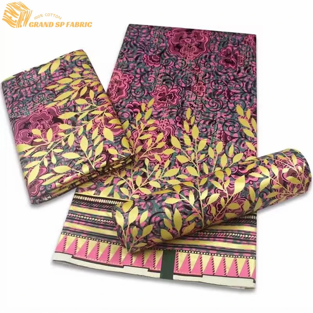 

African Gold Wax Fabric 100% Cotton High Quality Nigeria Fabric Wax Print Ankara Wax For Sewing 6 Yards Women Fabric VL-25