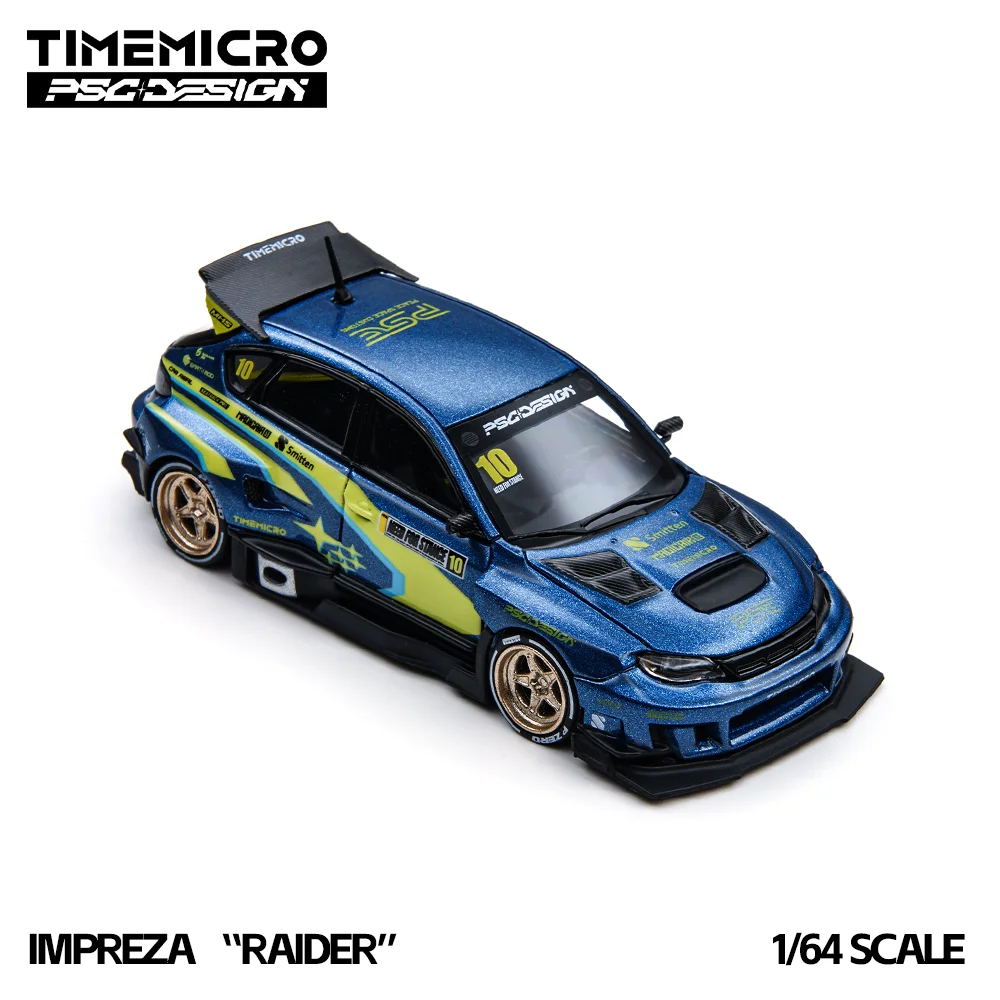 Фото Модель спортивного автомобиля TimeMicro 1:64, сине-желтая, для ралли, из литого сплава, в гоночной ливрее, миниатюрная, для коллекции и декора №1