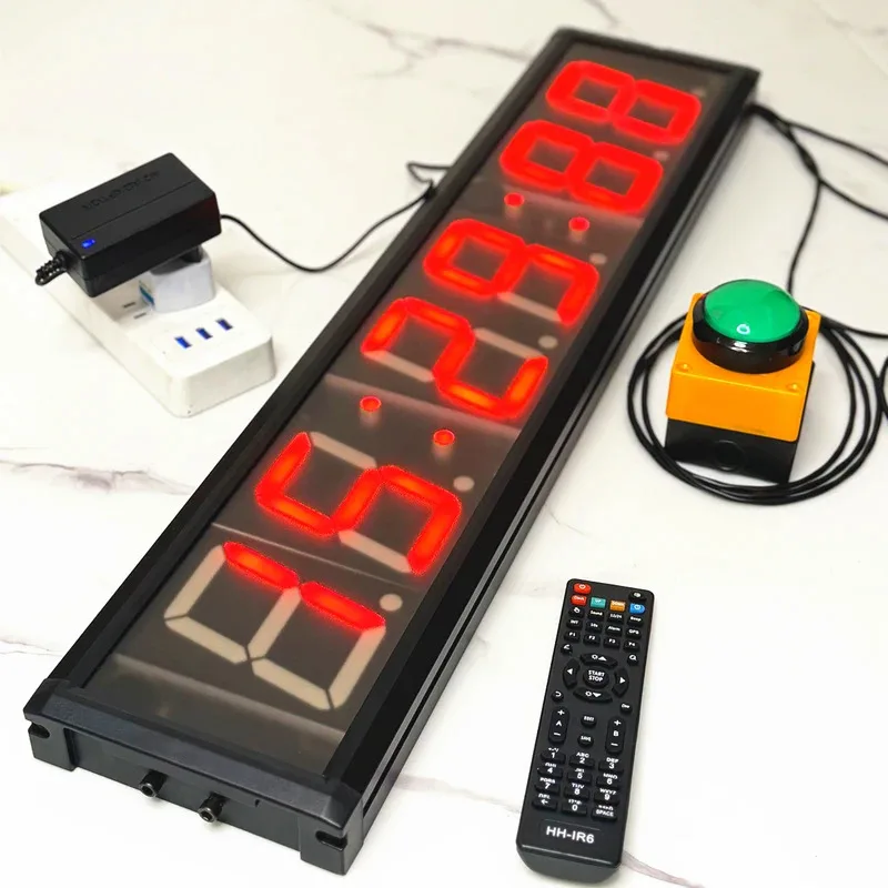 Фото Электронные LED-часы-таймер, настенные часы-секундомер для соревнований по скалолазанию и тренировок в спортзале, таймер для школьных занятий физкультурой 71x16 см №1