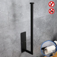 black paper holder stand adhesive 304 stainless steel wall mount wc paper roll rack tissue storage hanger for kitchen bathroom