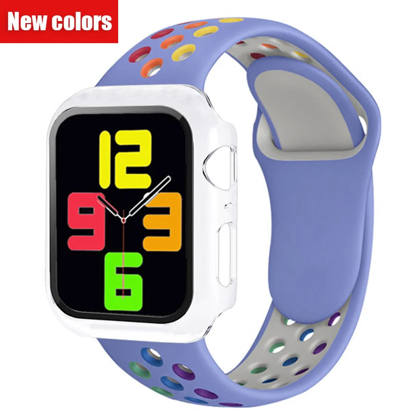 Soft Silicone Sport Band for Apple Watch SE 7 Series 44MM 40MM rubber Watchband Strap on smart iWatch 654321 42MM 38MM bracele