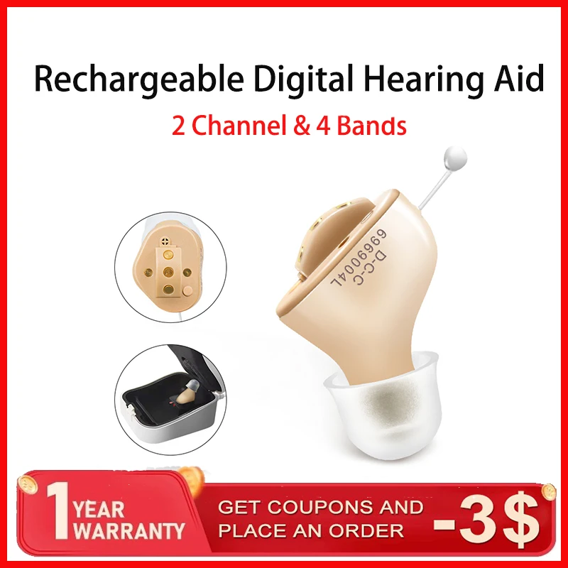 

Rechargeable Digital Hearing Aid High Power Sound Amplifier For Deafness Elderly Invisible Wireless Hearing Aids Mini Audifonos
