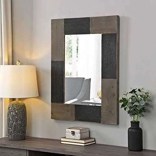 

& Co. Mason Planks Mirror, 31.5"H x 24"W, Aged White & Gray Wood