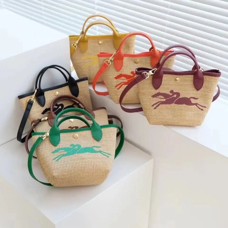 

longcham Woven bag, straw woven bag, crossbody bag, rural style, summer portable crossbody bag