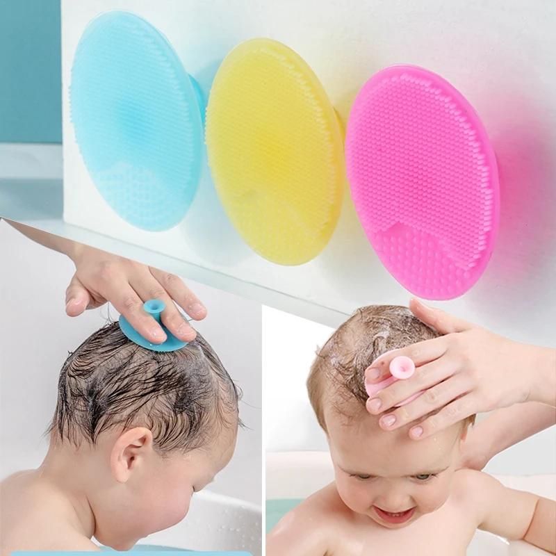 

Baby Silicone Shampoo Brush Infant Bath Soft Silicone Boy Kids Shower Brush Head Shampoo Massage Brush Wipe Comb