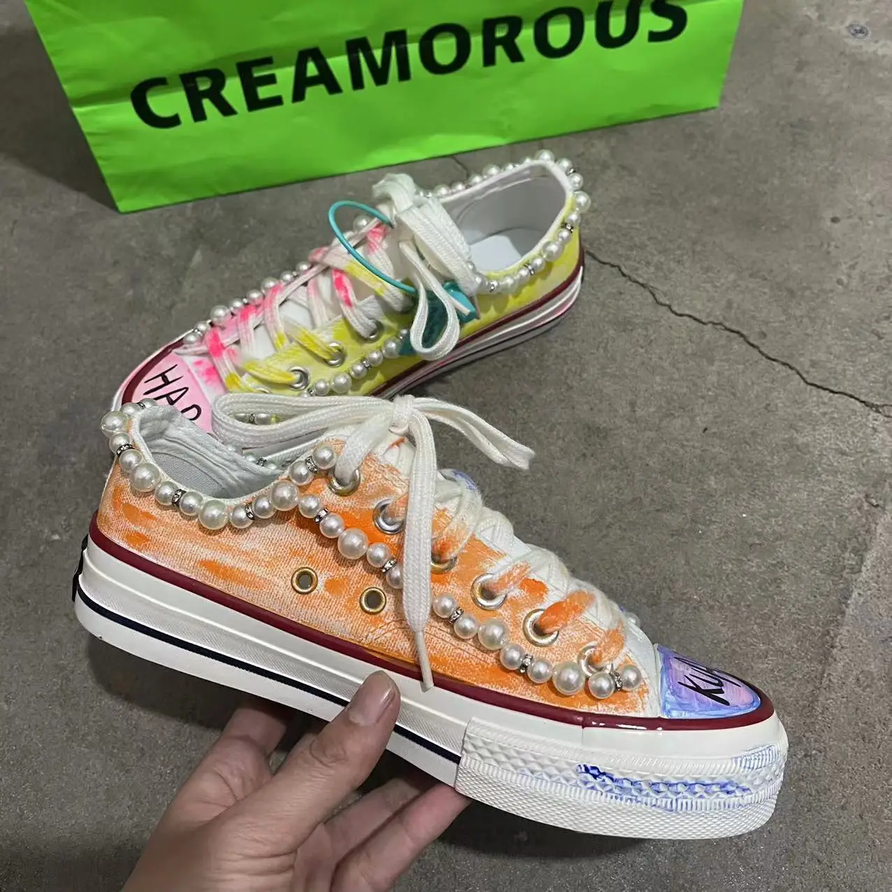 

Холщовые туфли с высоким верхом, повседневные холщовые туфли ручной работы с индивидуальным рисунком на шнуровке, Размеры 35-44