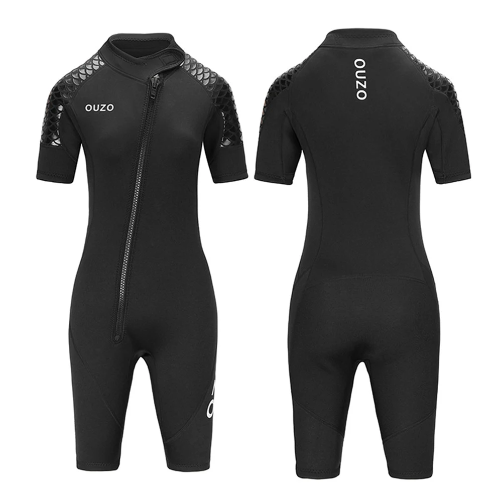 Women's 3MM Neoprene Wetsuit One Piece Short-Sleeve Shorts Front Zipper Thickened Warm And Cold Proof Snorkeling Surfing Wetsuit