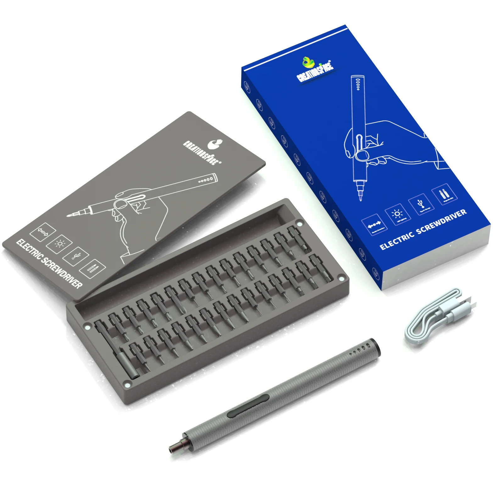 

CreationSpace CS0205A Electric Screwdriver Set For Phone's Screws Torque 0.35N.m Speed 280rpm