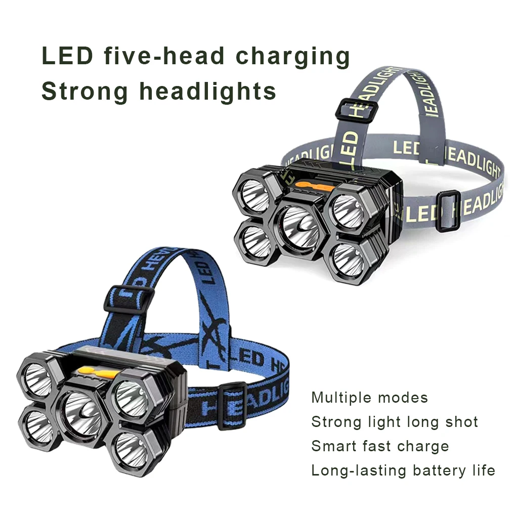 

Waterproof 4 Modes Headlamp High Brightness Rechargeable Head Torch Headlight