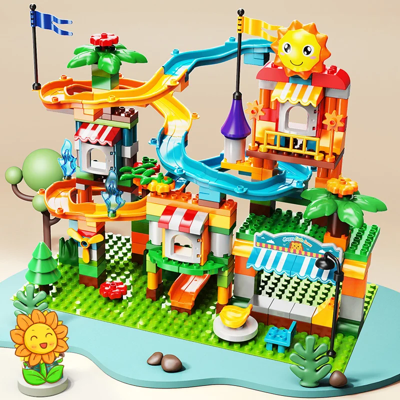 Набор строительных блоков Marble Race Run большого размера самоблокирующиеся кирпичи