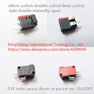 Original new 100% micro switch double switch limit switch 4pin double normally open KW series press down to power on 16A250V